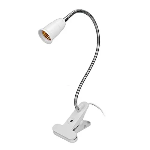 Produktbild: E27 Klemmlampe Bettlampe, Klemmleuchte mit 300mm Flexibel Verstellbarem Schwanenhals, LED Klemmleuchte Tischlampe Lampenfassung mit 220cm Kabel und Schalter für Pflanzenlampe, Wärmelampe(EU-Stecker)
