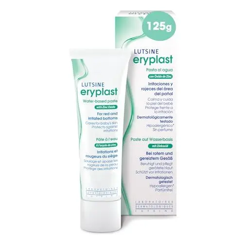 Produktbild: E45 Eryplast Paste auf Wasserbasis 125 gr - Schutzsalbe, Babywindelcreme – beruhigt, pflegt und schützt die Haut Ihres Babys vor Windeldermatitis – hypoallergen, unparfümiert und pädiatrisch getestet