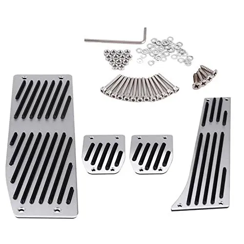 Produktbild: E92 pedalauflagen,E90 Pedale Metall, Gaspedal Abdeckung, 4 stücke Auto Schaltgetriebe Kupplung Bremse Fußstütze Pedal Pad für 1/3/5/7/X1 Serie E30 E32 E34 E36 E38 E39 E46 E87 E90 E91 E92