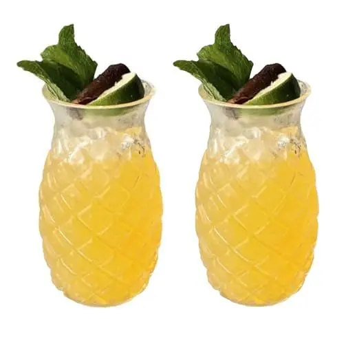 Produktbild: EABYMOR 2 Stück Ananas-Weinglas, Kreatives Ananas-Cocktailglas, 480 Ml, Transparente Getränkebecher für Wein, Milch, Saft, Bier, Soda, Cocktail