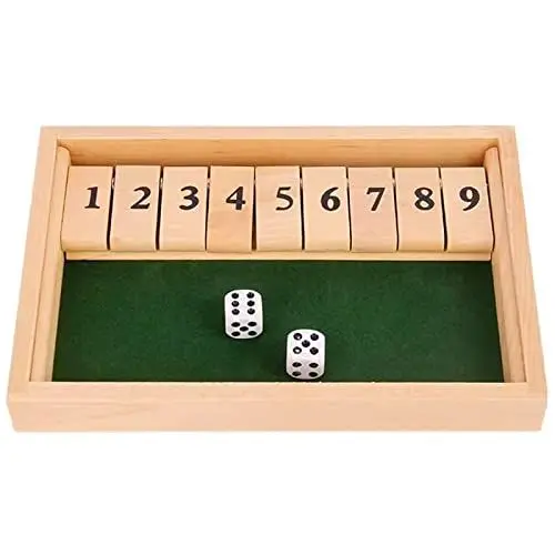 Produktbild: EACHHAHA Shut The Box 9er -Klassisches Würfelspiel aus Holz, Heimtischspiel-2-Spieler