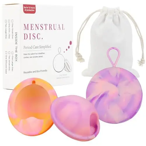 Produktbild: EACHPT Menstruationsscheibe Set 2 Menstruationstasse Größe S+L mit Aufbewahrungstaschen,Auslaufsichere &100% Medizinischem Silikon,Wiederverwendbare Menstrual Disc & nachhaltige Tampon Alternative