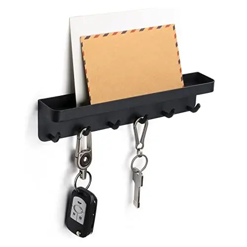 Produktbild: EACHPT Schlüsselboard,Schlüsselkasten Modern,Schlüsselhalter mit 6 Haken Schlüsselbrett Schwarz Schlüsselregal Schlüssel Organizer Selbstklebend als Schlüsselboard
