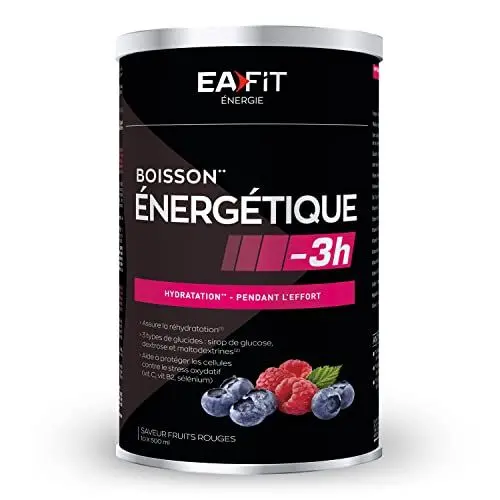 Produktbild: Eafit Energiegetränk -3H | 500 g | ROTE FRÜCHTE | Ausdauer | Leistung | Kurzfristige Belastung | 10 Portionen | Anti-Doping zertifiziert | EAFIT Französische Marke