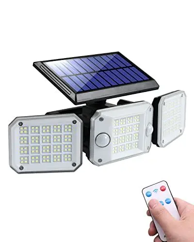 Produktbild: Eageen Solarlampen für Außen Solar Strahler mit Zwei Bewegungsmelder 224 LED mit Fernbedienung, Wasserdicht IP65 3 Modi Solarstrahler für Balkon, Garten, Garage, Hauswand, Hof