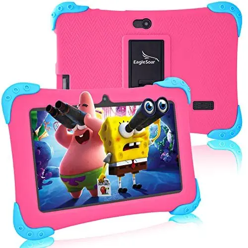 Produktbild: EagleSoar Kinder Tablet Android 12 Kindertablet 7 Zoll, Quad Core 2GB+32 GB, Dual-Kamera, HD-Display, WLAN, Bluetooth, Kindersicherung, Tablet für Kinder Ab 2-12 mit Kindersicherer Hülle(Rosa)