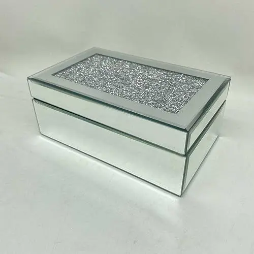 Produktbild: Eaglewiz Schmuckschatulle aus verspiegeltem Glas mit mehreren Kristallen und Diamanten in Silber von