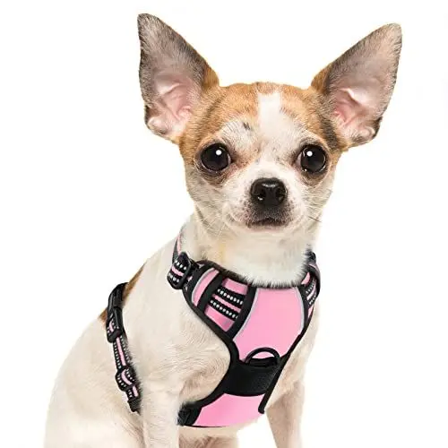 Produktbild: Eagloo Hundegeschirr Kleine Hunde, Anti Zug Hundegeschirr mit Reflexstreifen und Kontrolle, Verstellbar, Einstellbar und Langlebige Brustgeschirr Hund, Geeignet zum Gehen und Joggen, Rosa, S