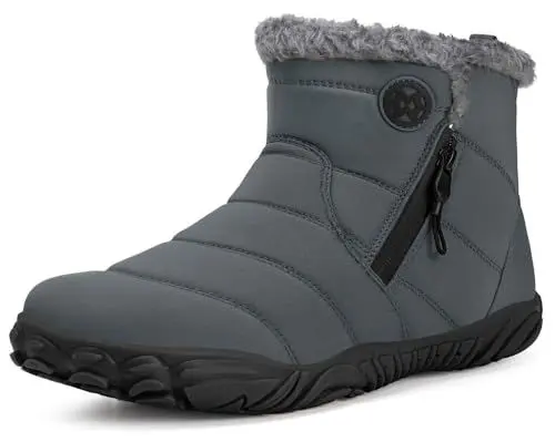 Produktbild: Eagsouni Barfussschuhe Damen Winterschuhe Herren Gefüttert Warm Winterstiefel Wasserdicht Outdoor rutschfeste Winter, Grau, 41 EU