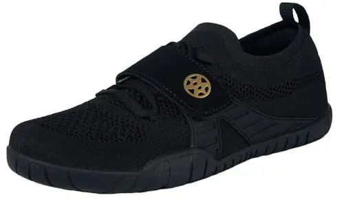 Produktbild: Eagsouni Barfußschuhe Herren Damen Fitnessschuhe Sneakers Outdoor Bequeme Leicht Atmungsaktive Breite Zehenbox Turnschuhe Straßenlaufschuhe rutschfest Laufschuhe,Schwarz,41 EU