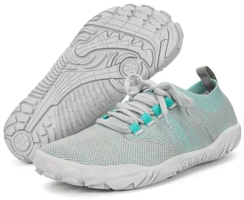 Produktbild: Eagsouni Barfußschuhe Minimalistische Damen Herren Laufschuhe Running Schuhe Leicht Atmungsaktive Turnschuhe Fitnessschuhe Straßenlaufschuhe Breiter Zehenbox,L-Grün,39 EU