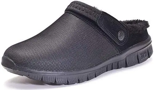 Produktbild: Eagsouni Clogs Hausschuhe Herren Damen Winter Gartenschuhe Haus Pantoffeln Warme Plüsch Gefüttert Gartenclogs rutschfeste Schlappen Schuhe,Schwarz Stil A，43 EU