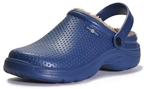Produktbild: Eagsouni Herren Clogs Damen Gartenschuhe Gefüttert Hausschuhe Winter Warm Pantoletten Slipper mit Fersenriemen, 38 EU, Dunkelblau