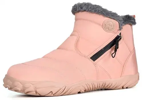 Produktbild: Eagsouni Winterschuhe Barfußschuhe Gefütterte Damen Winterstiefel Wasserdicht Warm Schneestiefel Winter Rutschfeste Traillaufschuhe, Rosa, 40 EU
