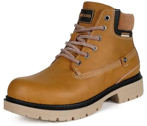 Produktbild: Eagsouni Winterschuhe Herren Schnürstiefel Warm Gefüttert Schneestiefel Winter Outdoor Boots Wasserdicht Winterstiefel, Braun ohne Fell, 43 EU