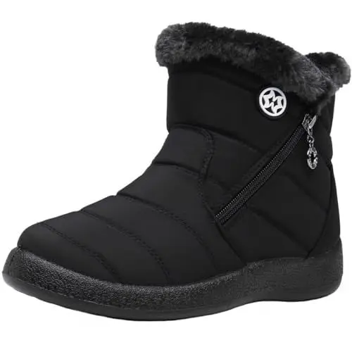 Produktbild: Eagsouni Winterstiefel Damen Winterschuhe Wasserdicht Warm Plush Gefütterte Schneestiefel Stiefeletten Winter Outdoors rutschfeste Stiefel Boots,Schwarz C,39 EU