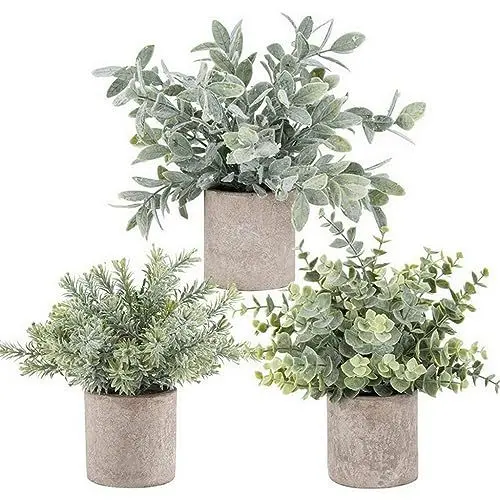 Produktbild: EANAGO 3er-Set künstliche Pflanzen mit Topf - Deko für Ihr zu Hause, für Küche, Bad, Büro, Fensterbank - Bad Deko Küche - Deko Wohnzimmer - Zimmer Deko - Kunstpflanze - grüne Deko