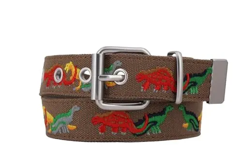 Produktbild: EANAGO Schöner Stoff-Kindergürtel >DINO< für Jungs - universell passender Gürtel für Jungen von ca. 3 bis 12 Jahren - Kindergürtel Jungen - Gürtel Kinder Jungen - Kinder Gürtel Jungs