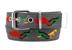 Produktbild: EANAGO Schöner Stoff-Kindergürtel >DINO< für Jungs - universell passender Gürtel für Jungen von ca. 3 bis 12 Jahren - Kindergürtel Jungen - Gürtel Kinder Jungen - Kinder Gürtel Jungs (grau)