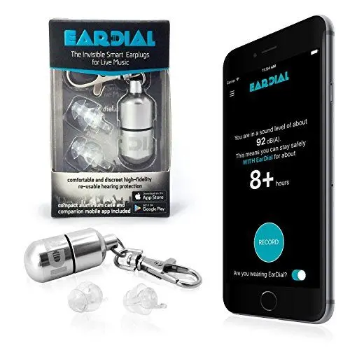 Produktbild: EarDial HiFi Ohrstöpsel - Unsichtbare Gehörschutz für Konzerte, Musik Festivals, Disco, Musiker, Motorradfahrer, und andere Diskreter, Wiederverwendbarer Lärmschutz. Mit Kompakter Behälter und App