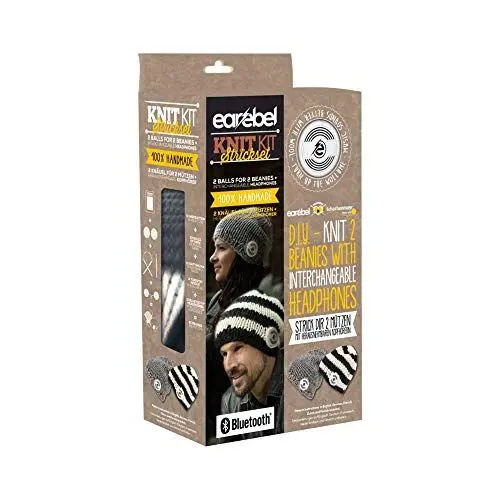 Produktbild: Earebel feat. Schachenmayr KnitKit 9824407-00001 light grey - Strickset für 2 Mützen mit herausnehmbaren Bluetooth-Kopfhörern