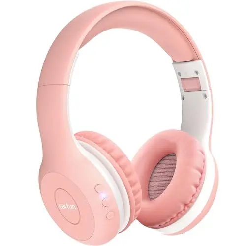 Produktbild: EarFun Bluetooth Kopfhörer Kinder, 85/94dB Lautstärkeregelung, HiFi Sound, HD-Mikrofon, 40 Std Akku, Faltbare, Einstellbar, für Schule/Reise/PC, Rosa