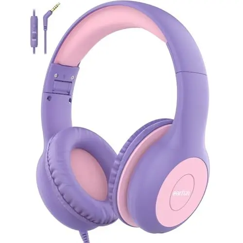 Produktbild: EarFun Kinder Kopfhörer, mit Kabel, 85/94dB Lautstärkenbegrenzer, Faltbare, Einstellbar, Stereo Sound, HD-Mikrofon, Audio-Sharing, Over Ear Kinderkopfhörer für Schule/Reise/PC, Lila
