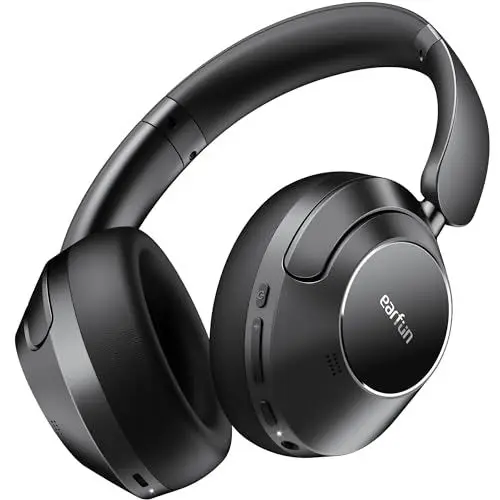 Produktbild: EarFun Wave Pro Over-Ear Kopfhörer Kabellos Bluetooth, Hybrid Aktive Noise Cancelling, Hi-Res Audio, LDAC, 80 Std Akku, Bequemer Halt, 5 Mikrofone Kristallklare Anrufe, Bluetooth Multipoint, EQ in App