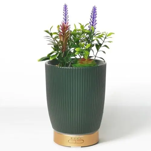 Produktbild: Earnest Living Ätherisches Öl Diffusor Keramik Künstliche Sukkulenten Pflanzen Topf Diffusor 100 ml für Lavendel ätherische Öle Timer Nachtlichter und Auto-Aus-Funktion Luftbefeuchter Aromatherapie