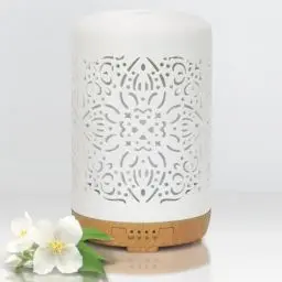 Produktbild: Earnest Living Diffusor für ätherische Öle, weißer Keramik-Diffusor, 250 ml, Timer, Nachtlichter und Auto-Off-Funktion, Heimbüro, Luftbefeuchter, Aromatherapie-Diffusoren, Geschenk