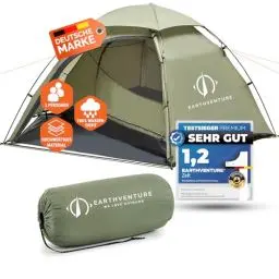 Produktbild: EARTHVENTURE® Camping Zelt 2 Personen wasserdicht - Schneller & Leichter Aufbau - Ultraleichtes Zelt kleines Packmaß - Zelt für 2 Personen - Zelt Camping Trekking Zelt Outdoor Festival & Motorrad