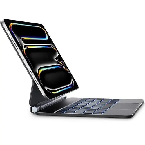 Produktbild: Earto Magic Keyboard Nur für iPad Pro 11 M4 2024, Freischwebendes Stand Tastatur Hülle mit Trackpad für iPad Pro 2024 11 Zoll, 7-Farbige Beleuchtung, Deutsches QWERTZ-Layout, Schwarz