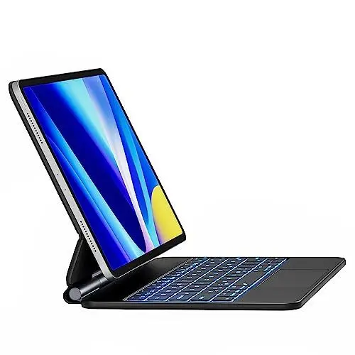 Produktbild: Earto iPad Air 11 Hülle mit Tastatur, Magic Style Keyboard iPad Pro 11 (4/3/2/1Gen), Freischwebende Design mit Trackpad, 7-Farbige Beleuchtung, Schwarz