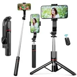 Produktbild: EASERIA Selfie Stick Kompatibel mit iPhone Samsung, Handy Stativ für Live-Streamer, Smartphone Selfiestick & Tripod mit Abnehmbarer Handyhalterung und Fernbedienung, Koppelbar mit Handy Bluetooth
