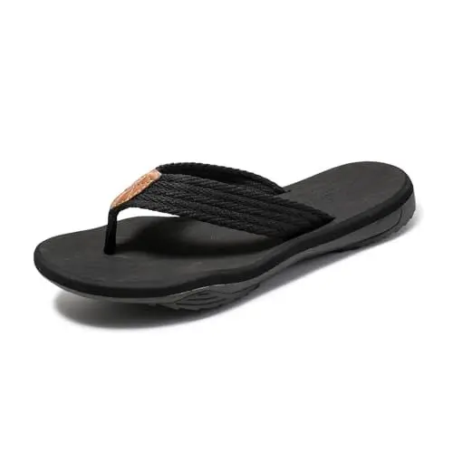Produktbild: EaseWalk Damen Herren Flip Flops Zehentrenner Sommer Outdoor Beach Sandalen Pool Badelatschen Pantoffeln Black 40 EU