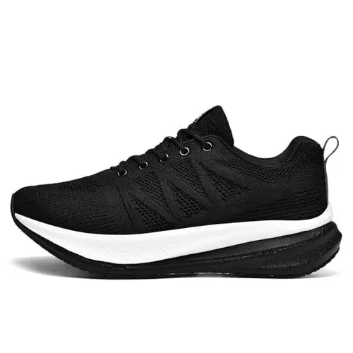 Produktbild: EaseWalk Laufschuhe Damen Herren Sportschuhe Turnschuhe mit Dicker Sohle Outdoor Fitness Gym Sneaker Black 42