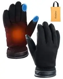 Produktbild: EaseZone Handschuhe Winter Wasserdicht Herren Fahrradhandschuhe Winddicht Fahrrad Handschuhe Touchscreen Damen Thermohandschuhe Skihandschuhe Laufhandschuhe Schwarz mit Aufbewahrungstasche (L)