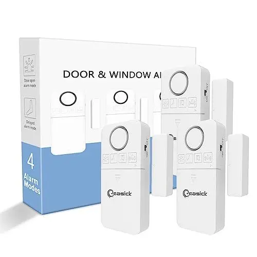Produktbild: Easick Türalarm Fensteralarm mit LED-Anzeige,4 Verschiedene Modi möglich,Tür- und Fensteralarm,Fensteralarm Kabellos für Türen und Fenster Mit Ton Von 130 dB Batterien Enthalten