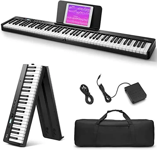 Produktbild: Eastar Faltbares Klavier, 88 Tasten Full Size Semi Weighted Keyboard Digital Piano für Anfänger, Bluetooth Tragbares E-Piano mit Klaviertasche, EP-10