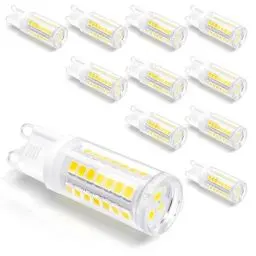 Produktbild: Eastiya LED-Leuchtmittel Kaltweiß 5W G9 Glühbirne 6000K, Entspricht 40W-50W G9 Halogenlampen, 500LM AC220-240V, Nicht Dimmbar, Energiesparlampe für Kronleuchter, Kristall-Lampe, 10 Stück