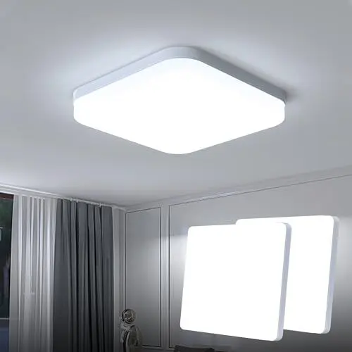 Produktbild: EASY EAGLE LED Deckenleuchte Quadrat: 6500K Deckenlampe LED - IP44 Decke Lampe Panel für Küche Badezimmer Wohnzimmer Keller Flur 23CM 36W （ Pack of 2