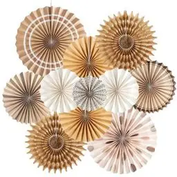 Produktbild: SUNBEAUTY 11 Stück Papier Fächer Dekoration Braun Party Dekorationen Beige Party Deko für Hochzeit Geburtstag Tea Party Tischdeko Classroom Baby Shower Backdrop Garland