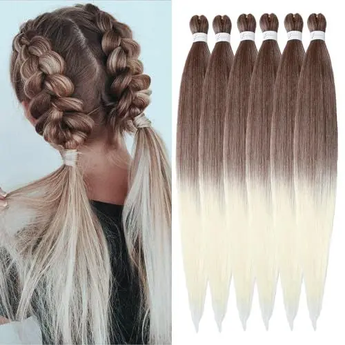 Produktbild: Easy Braid Pre Stretched Braiding Hair 32 Inch 6Packs Natural Hair Braiding Hair Yaki Texture Free Hot Water Setting Braid Crochet Hair Extensions (32 Inch, 30-613#)