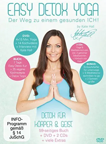 Produktbild: Easy Detox Yoga (+ CD) (+ Hörbuch) (inkl. Einkaufshelfer in Kreditkartengröße & Kochbuch) (3 DVDs)