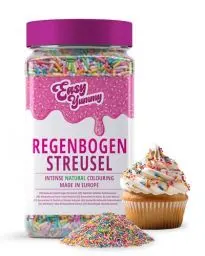 Produktbild: Easy Yummy Regenbogenstreusel (700g) – XXL Packung, Bunte Streusel mit natürlicher Färbung