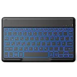 Produktbild: EasyAcc Bluetooth-Tastatur, Kabellose Bluetooth-Tastatur kompatibel mit Windows/Android/iOS, mit Hintergrundbeleuchtung QWERTZ Deutsches Layout, Schwarz