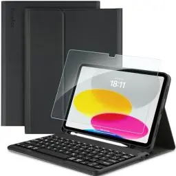 Produktbild: EasyAcc Deutsch QWERTZ Tastatur Hülle Kompatibel mit iPad 10 Generation 10.9 Zoll 2022 A2757/A2777, Schutzhülle mit Bluetooth Tastatur und Stifthalter, Schwarz