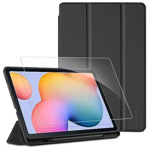 Produktbild: EasyAcc Hülle für Samsung Galaxy Tab S6 Lite 2024 2022 2020 10.4 Zoll mit Schutzfolie - Ultra Dünn mit S Pen Halter Schutzhülle für SM-P620N/ P625N/ P610N/ P613N/ P615N Schwarz