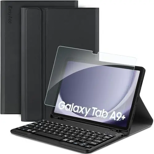 Produktbild: EasyAcc Tastatur Hülle Kompatibel mit Samsung Galaxy Tab А9+ 2023 11 Zoll mit Schutzfolie, (QWERTZ Deutsches), Abnehmbar Tastatur Schutzhülle mit Pencil Halter (Schwarz)