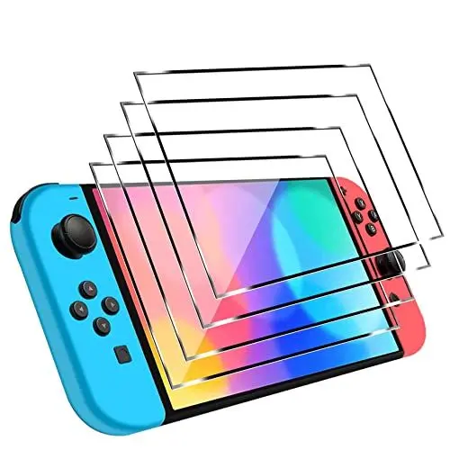 Produktbild: easyBee Panzerglas Schutzfolie (4 Stück) Kompatibel für Nintendo Switch OLED Modell, Displayschutzfolie Glas Anti-Bläschen, Schutzglas Folie und Gehärtete Glasfolie 9H (7-Zoll 2021)